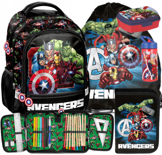 Avengers Paso viackomorový školský batoh čierny, Odtiene červenej, Odtiene modrej, Odtiene zelenej, Viacfarebné 18 l
